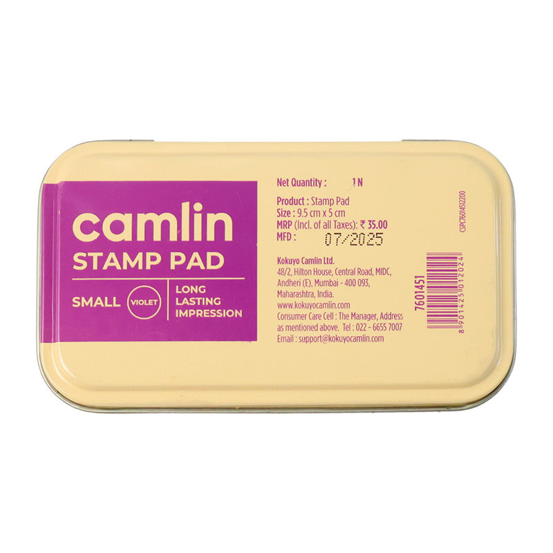 Camlin Small Violet Metal Stamp Pad – Long Lasting Ink Pad for Clear Impressions