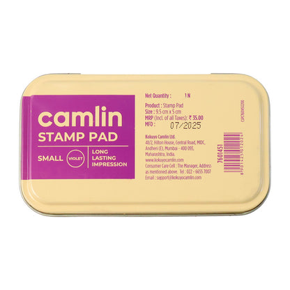 Camlin Small Violet Metal Stamp Pad – Long Lasting Ink Pad for Clear Impressions