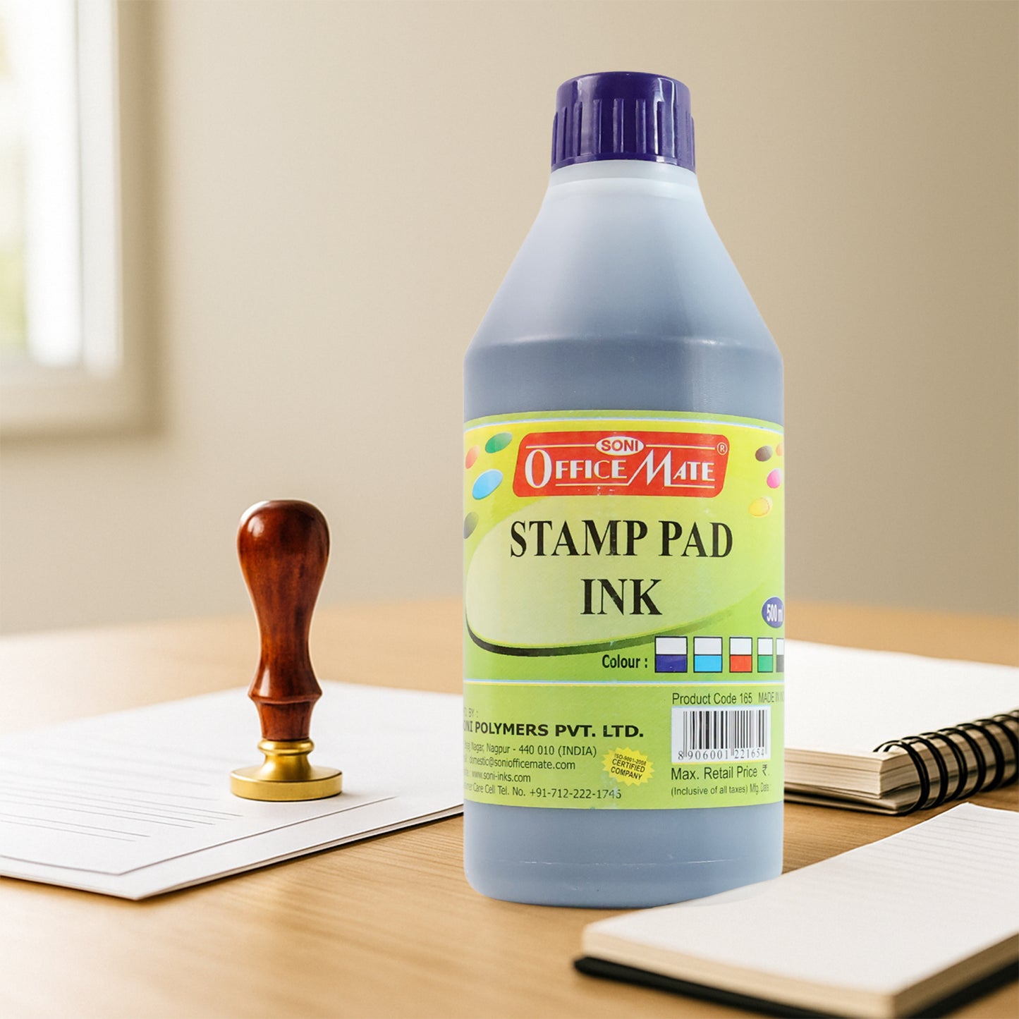 Officemate Stamp Pad Ink – 500 ml Violet Refill Bottle for Office Stamp Pads