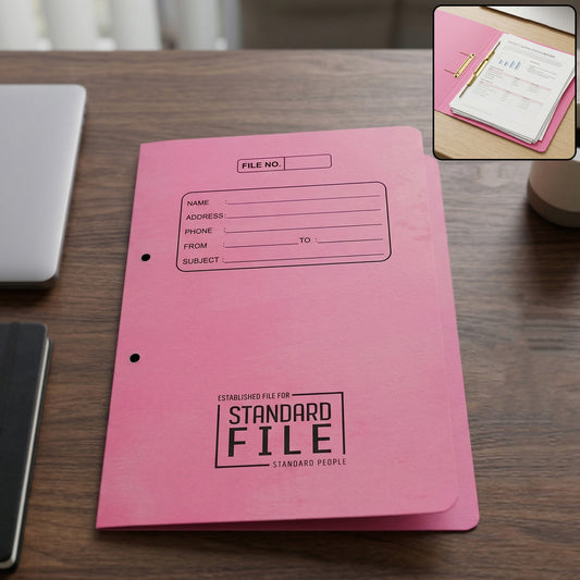 Heavy duty spring file folder in 35x25 cm size with metal clip