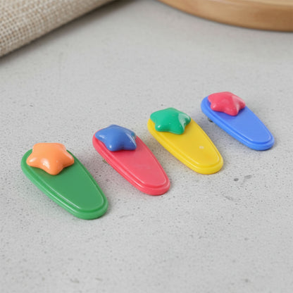 Close-up of colorful star hair clip design