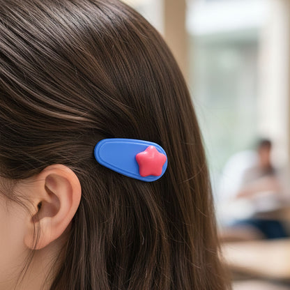 Colorful star hair clips showing backside clasp