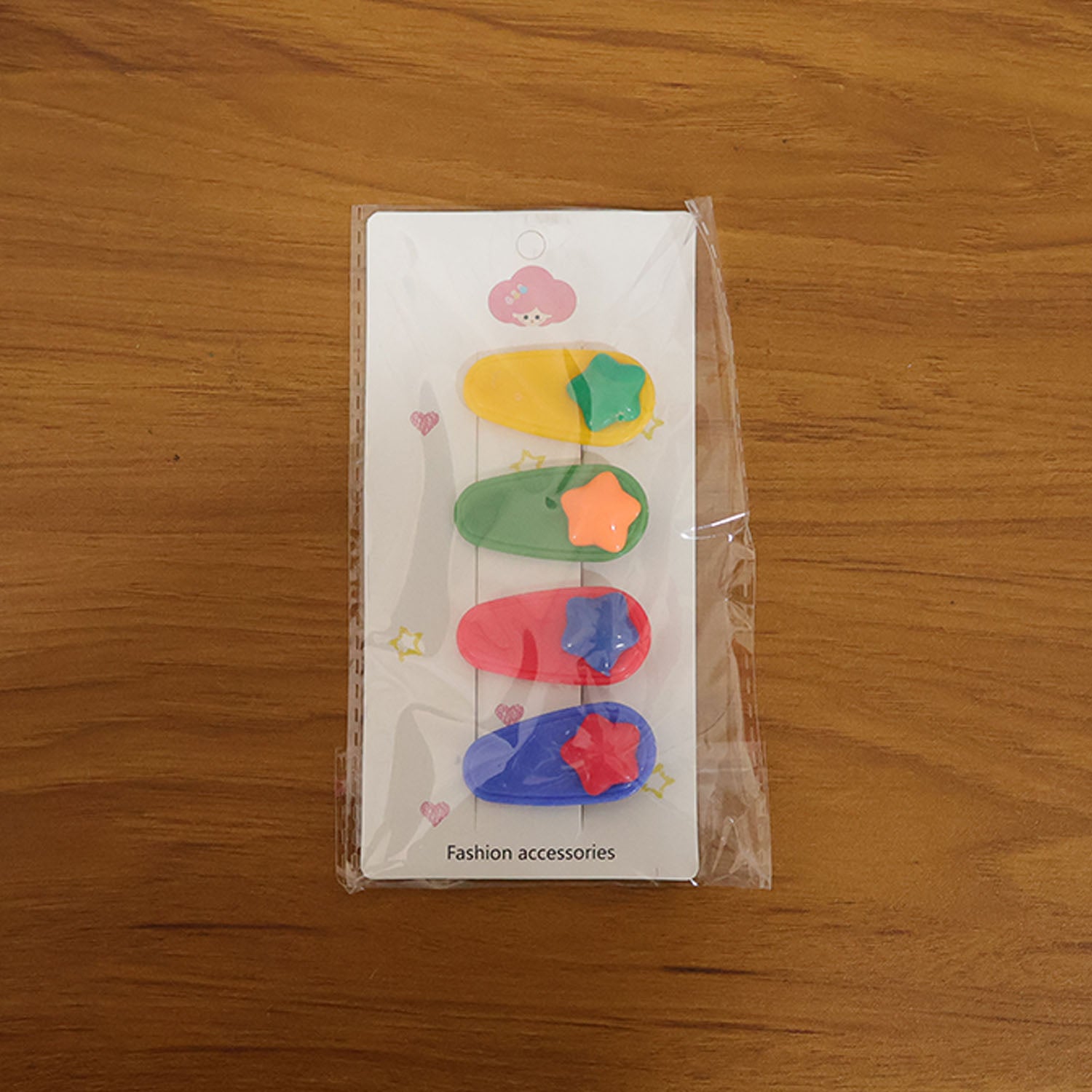 Colorful Star Design Decorative Hair Clip Set (4 Pc)