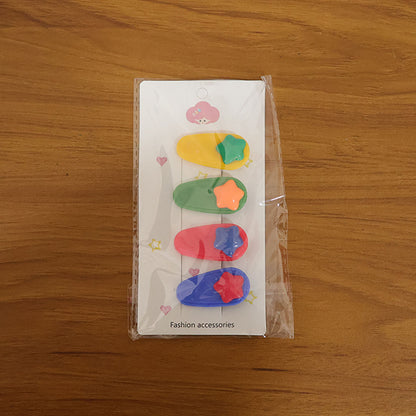 Colorful Star Hair Clip Set - 4 Pcs for Everyday Styling