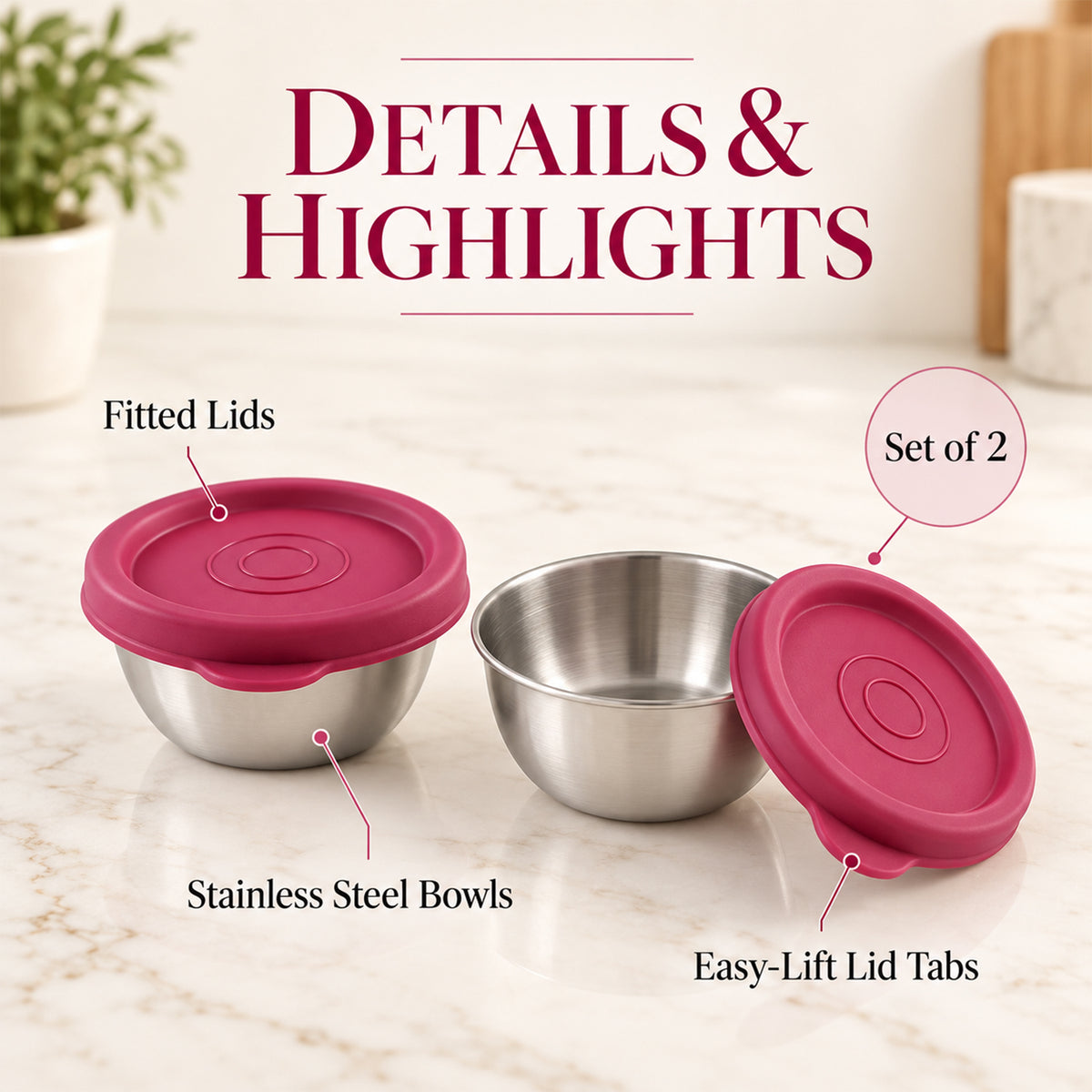 Apex Stainless Steel Food Containers with Lids for Snacks and Dips (70 ML, 2 Pc Set)