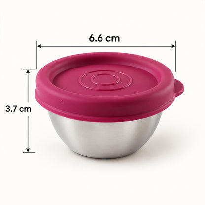 Apex Stainless Steel Food Containers with Lids for Snacks and Dips (70 ML, 2 Pc Set)