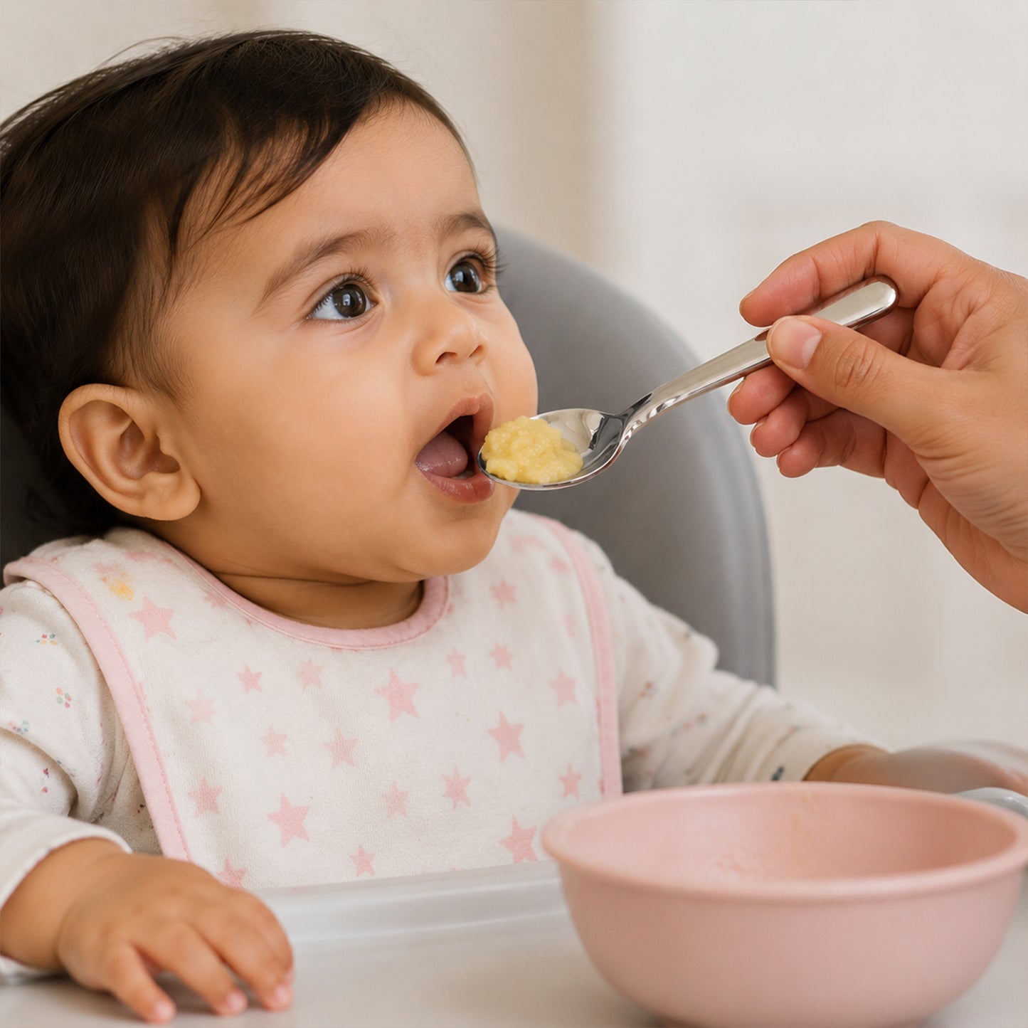 Apex Stainless Steel Baby Feeding Spoon Set with Round Bowl Tip (6 Pc)