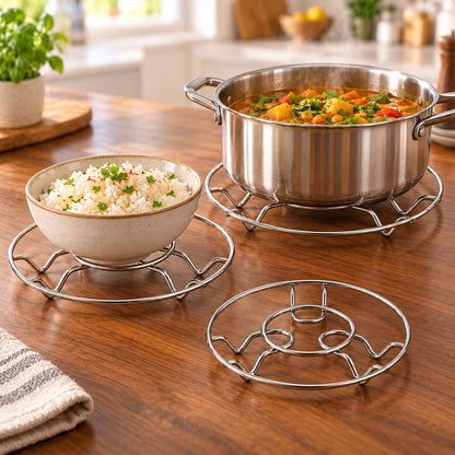 Stainless Steel Wire Trivet Set – Heat-Resistant 3-Pack