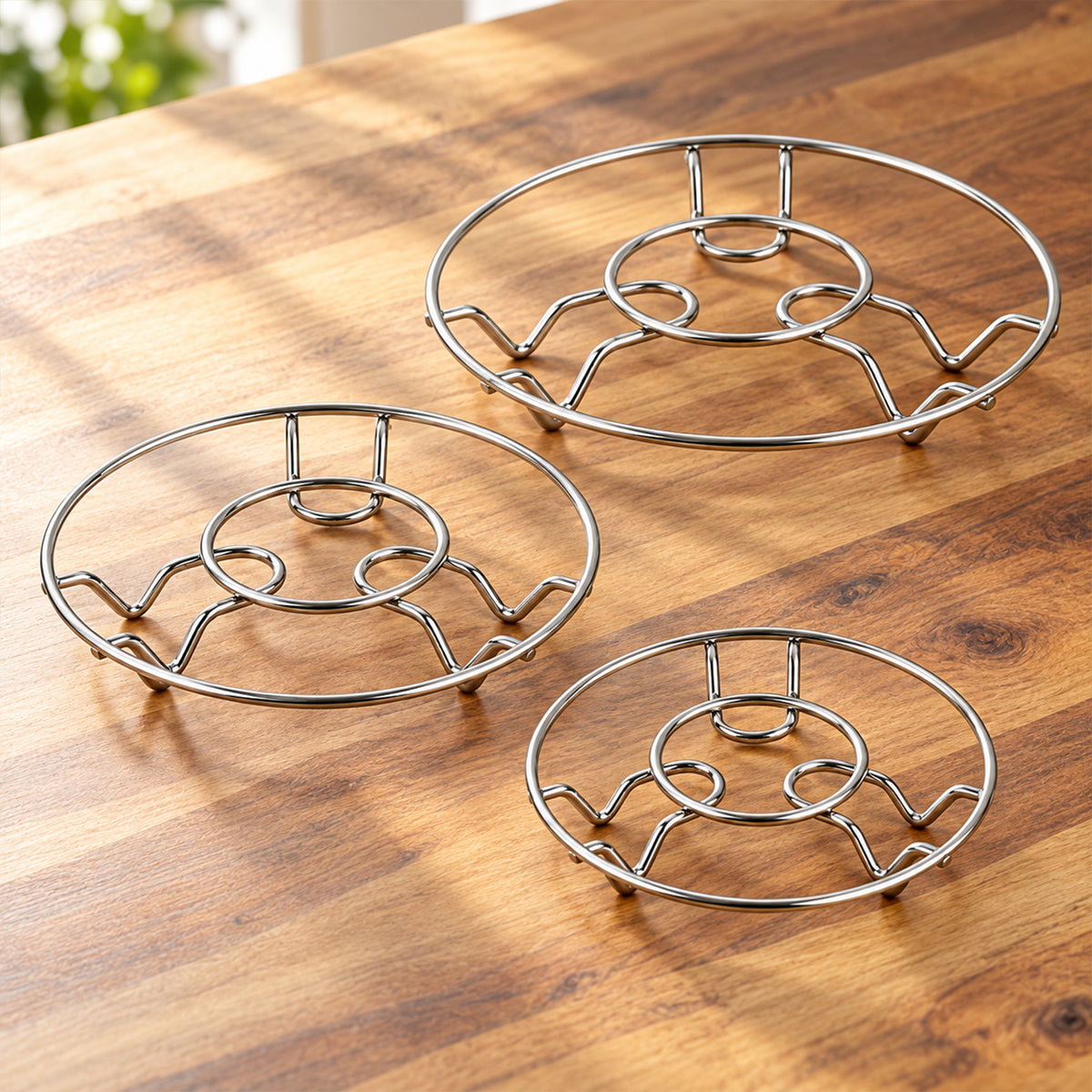 Stainless Steel Wire Trivet Set – Heat-Resistant 3-Pack