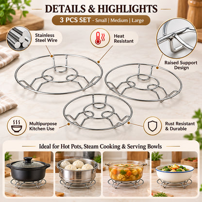 Stainless Steel Wire Trivet Set – Heat-Resistant 3-Pack