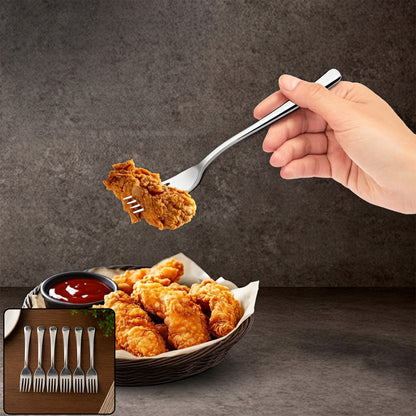 Apex Stainless Steel Dinner Fork Set with Long Handle for Dining (6 Pc)