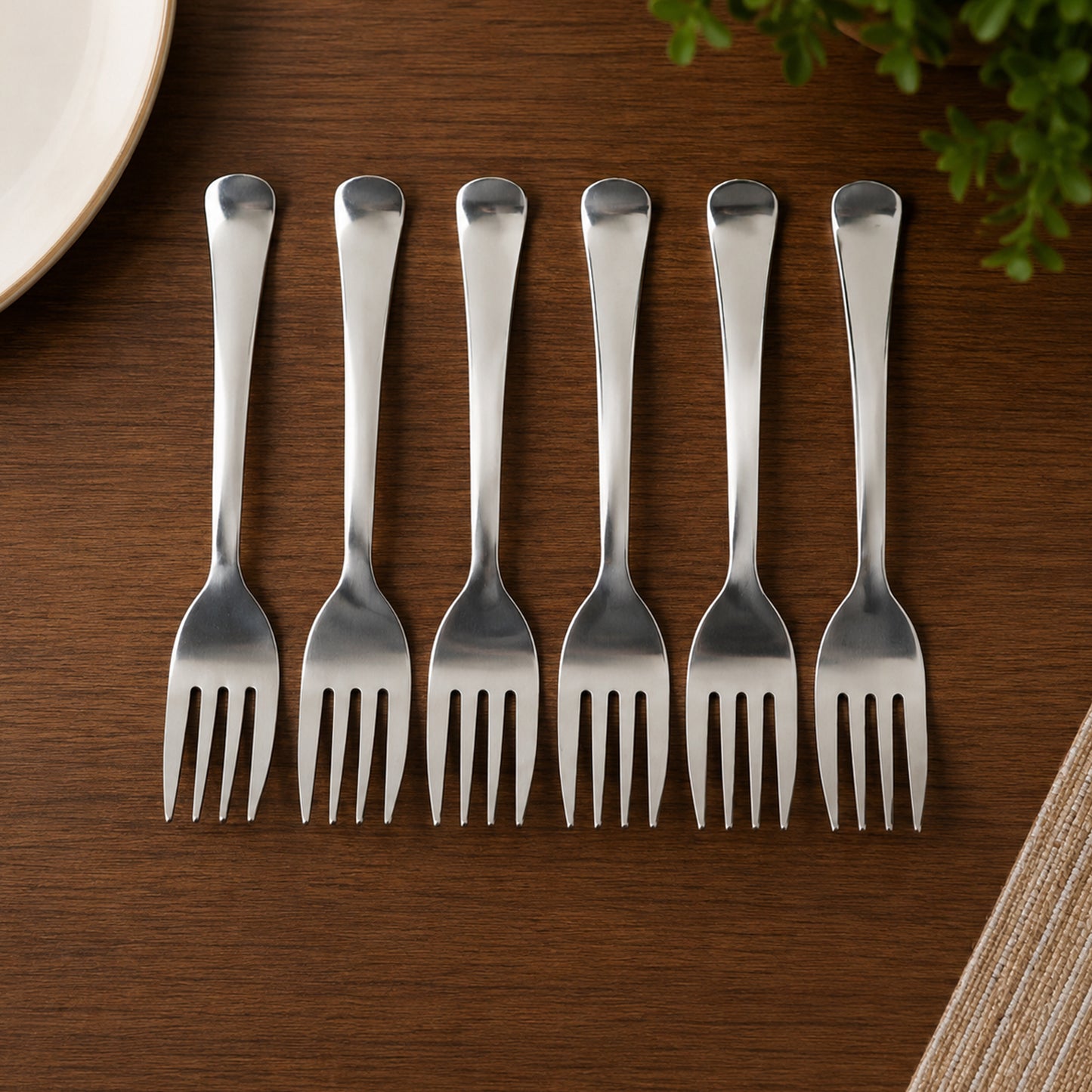 Apex Stainless Steel Dinner Fork Set with Long Handle for Dining (6 Pc)