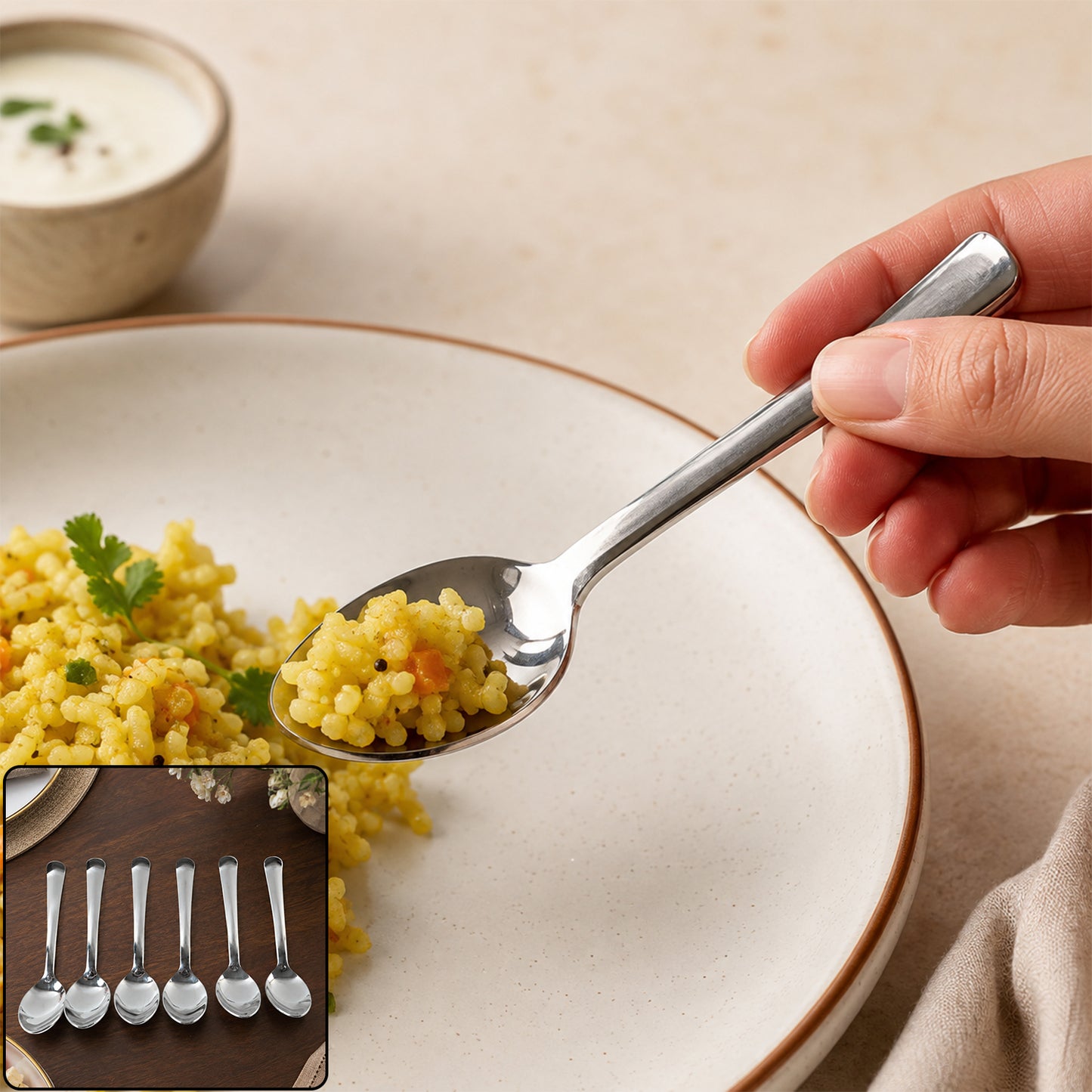 Apex Stainless Steel Baby Feeding Spoon Set with Round Bowl Tip (6 Pc)