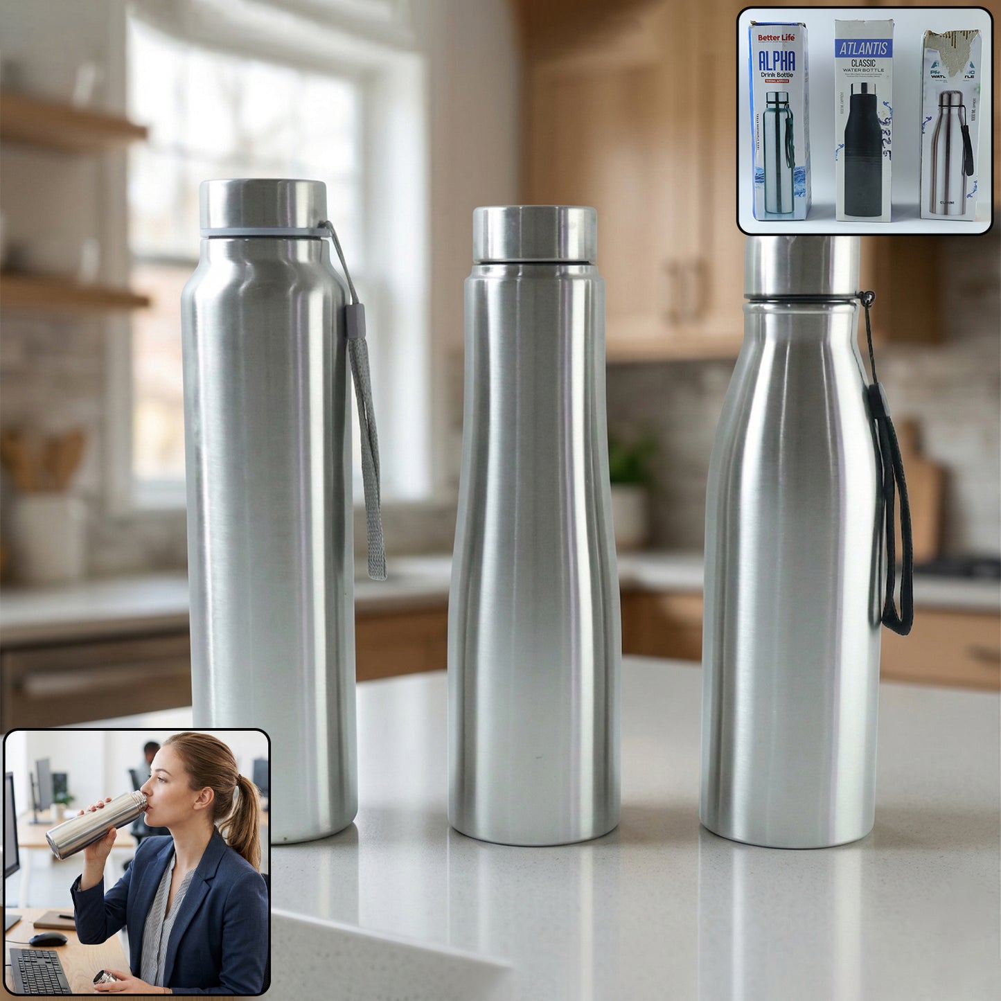 Water Bottle 1000 ml stainless steel