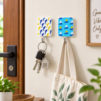 Cute Cartoon Adhesive Hooks for Home Kitchen, Bathroom, Bedroom Wall (2 Pc Set)