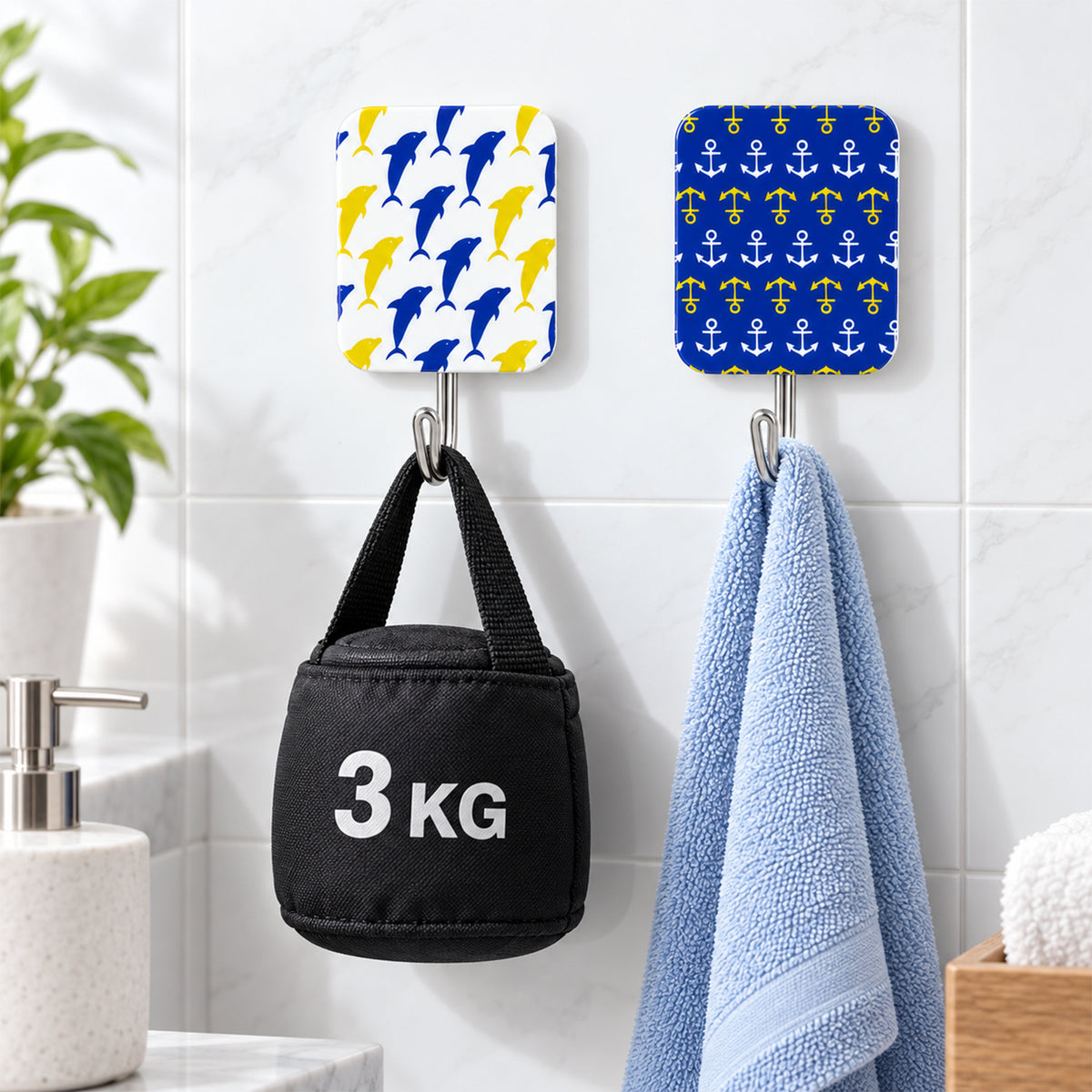 Cartoon Adhesive Wall Hooks for Home Drill Free Wall and Door (2 Pc)