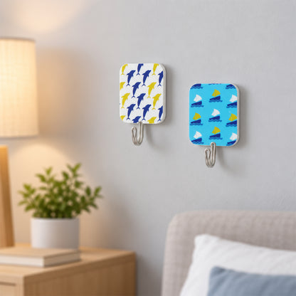 Cute Cartoon Adhesive Hooks for Home Kitchen, Bathroom, Bedroom Wall (2 Pc Set)