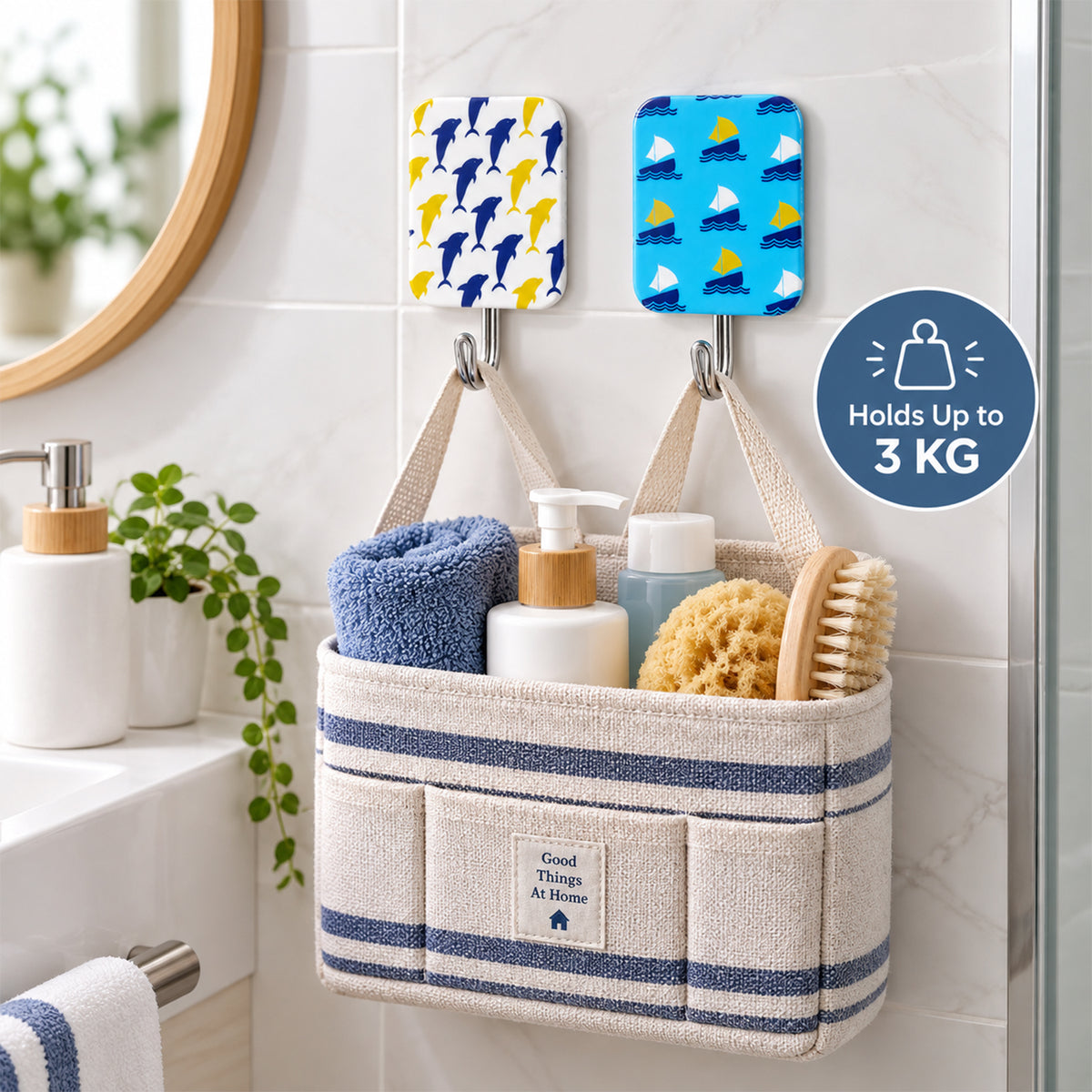 Cute Cartoon Adhesive Hooks for Home Kitchen, Bathroom, Bedroom Wall (2 Pc Set)