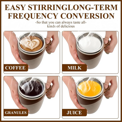 Stirring Coffee Mug | Magnetic Stirring Coffee Cup | Stainless Steel Mug for Milk | Travel Mixing Cup | Self Stirring Coffee Mug, Suitable for Coffee / Milk / Hot Chocolat | Battery Operated ( Battery Not Included)
