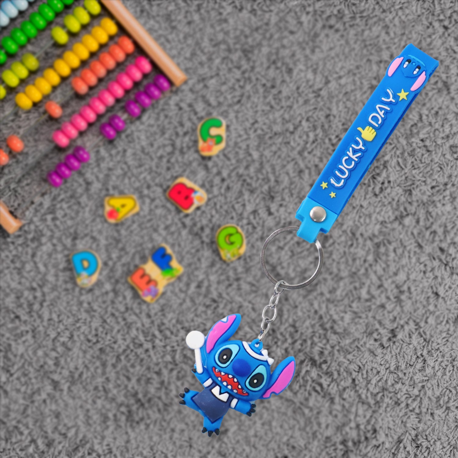 Cute Cartoon Silicone 3D Key Chain with Metal Hook & Strap (Pack of 1 / Mix Design)