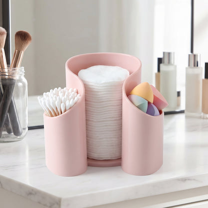 Plastic Cosmetic Desktop Organizer Caddy for Cotton Pads and Makeup (1 Pc)