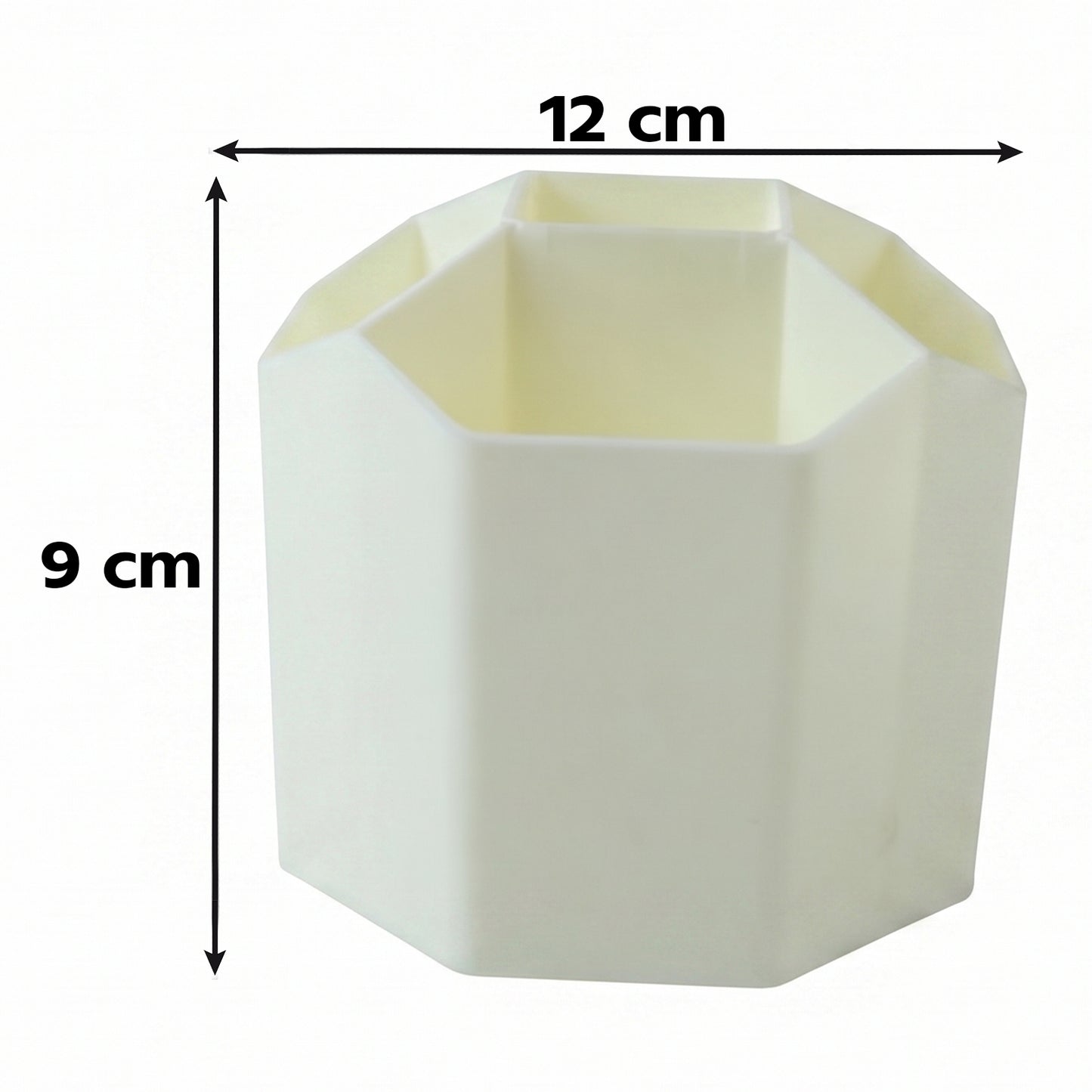 Creative octagonal shape of rotating desk caddy in cream for organized workspace