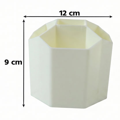 Creative octagonal shape of rotating desk caddy in cream for organized workspace