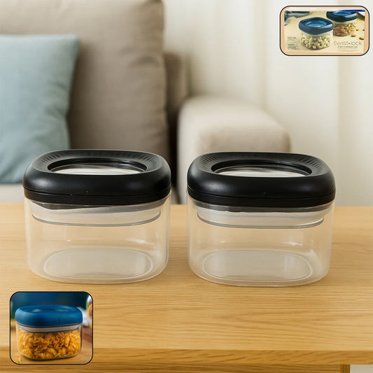 Twist Lock Airtight Storage Containers – 500ml Set of 2