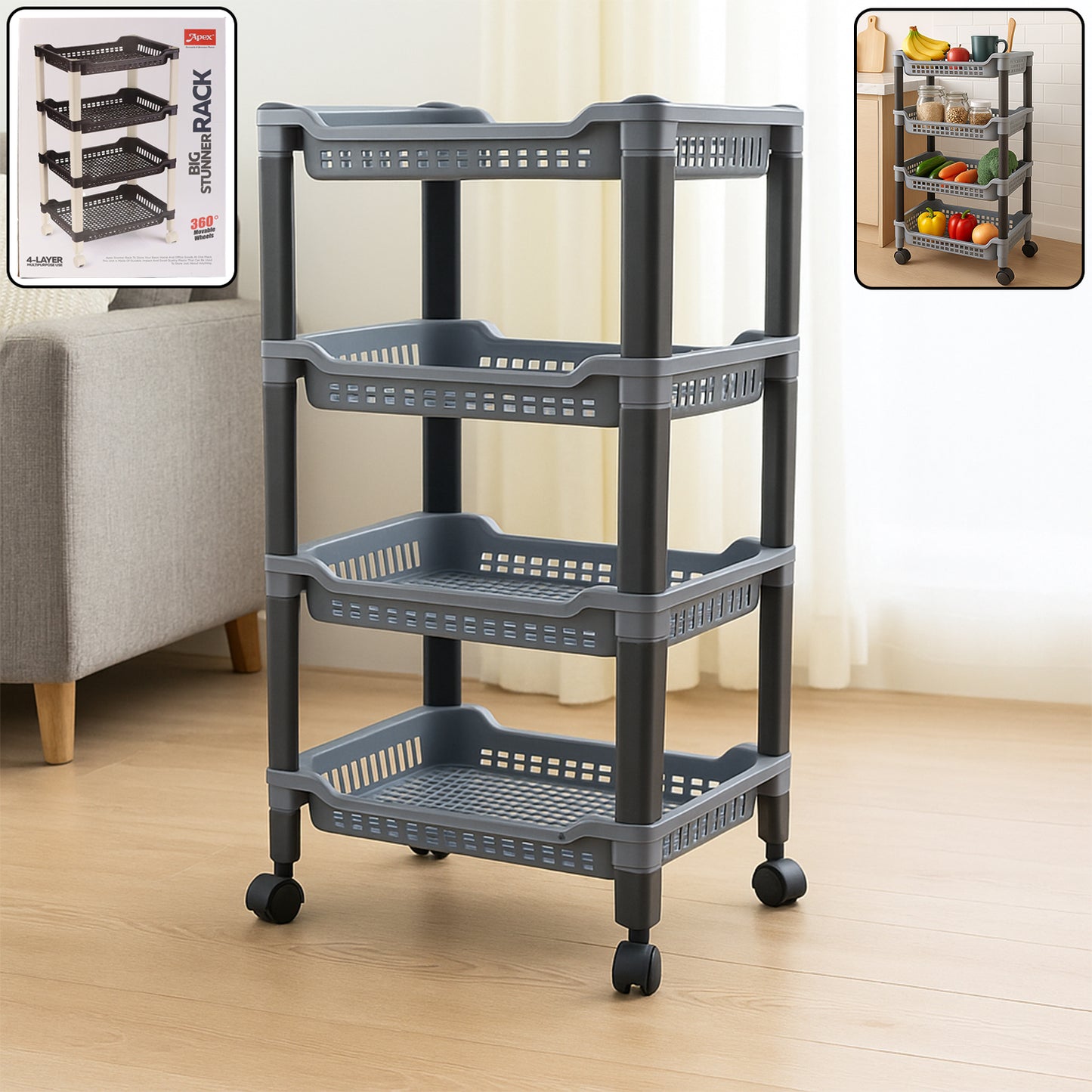 Apex 4-Layer Big Multipurpose Plastic Storage Rack