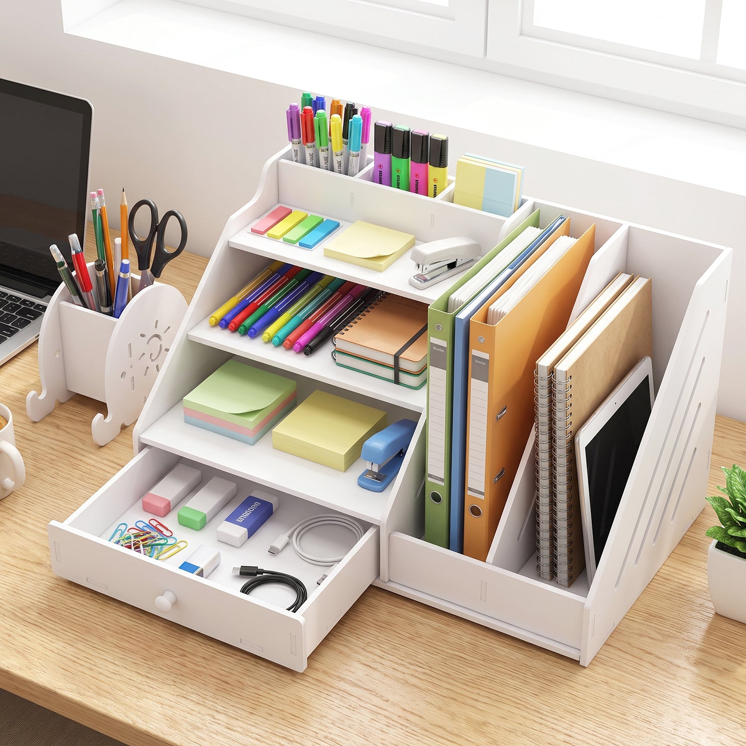 Multifunctional Desk Organizer Storage Cabinet with Drawer File Rack (1 Set)