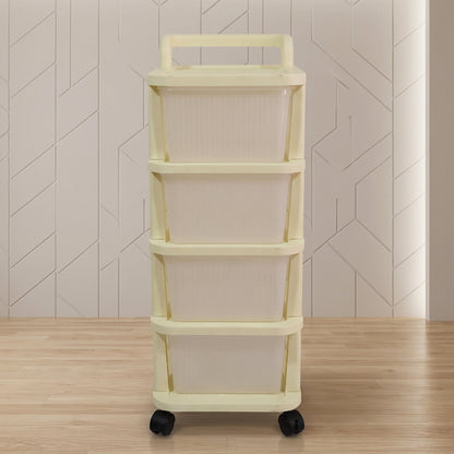 4-Tier Plastic Storage Trolley with Wheels, Rolling Drawer Organizer Cart (1 Pc)
