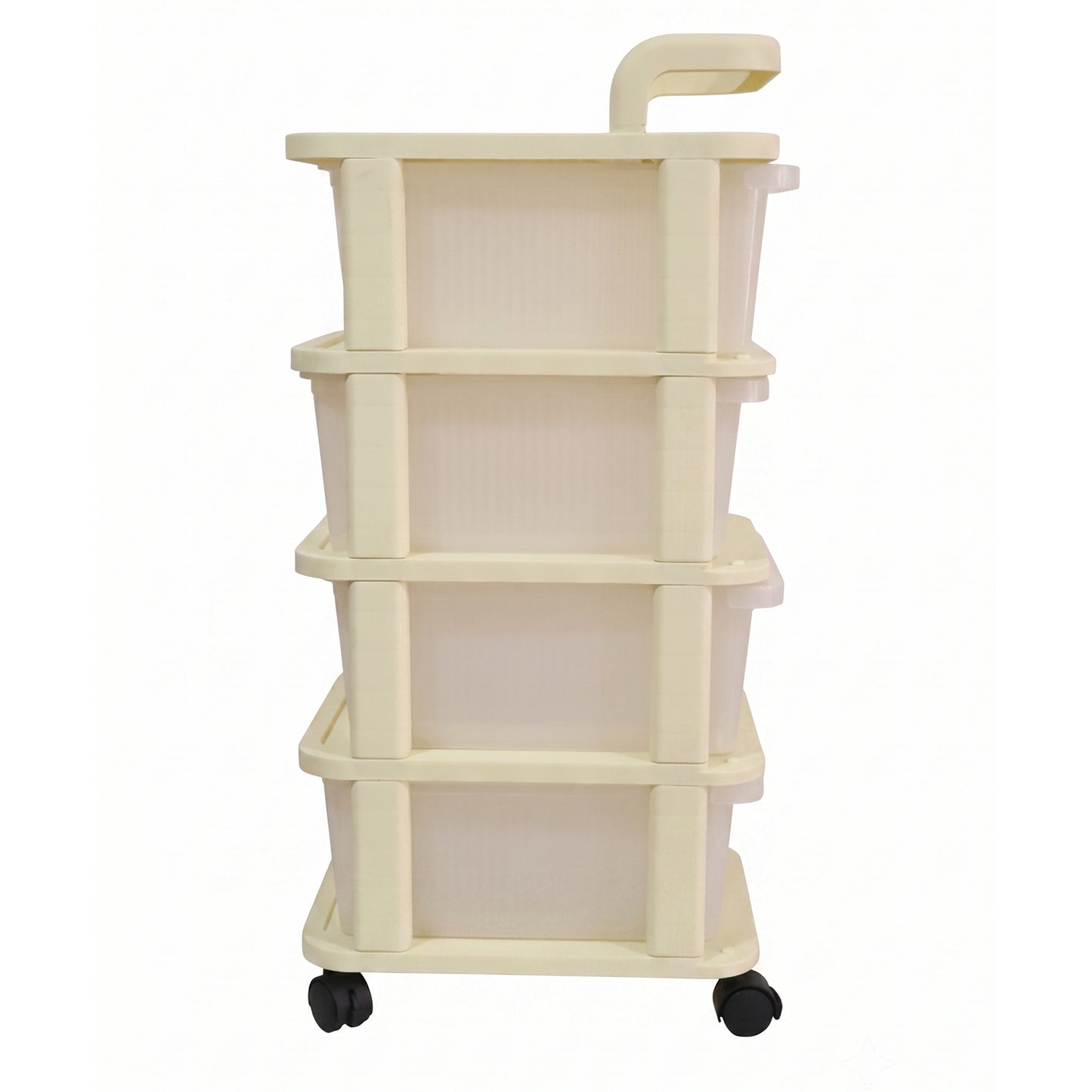 4-Tier Plastic Storage Trolley with Wheels, Rolling Drawer Organizer Cart (1 Pc)