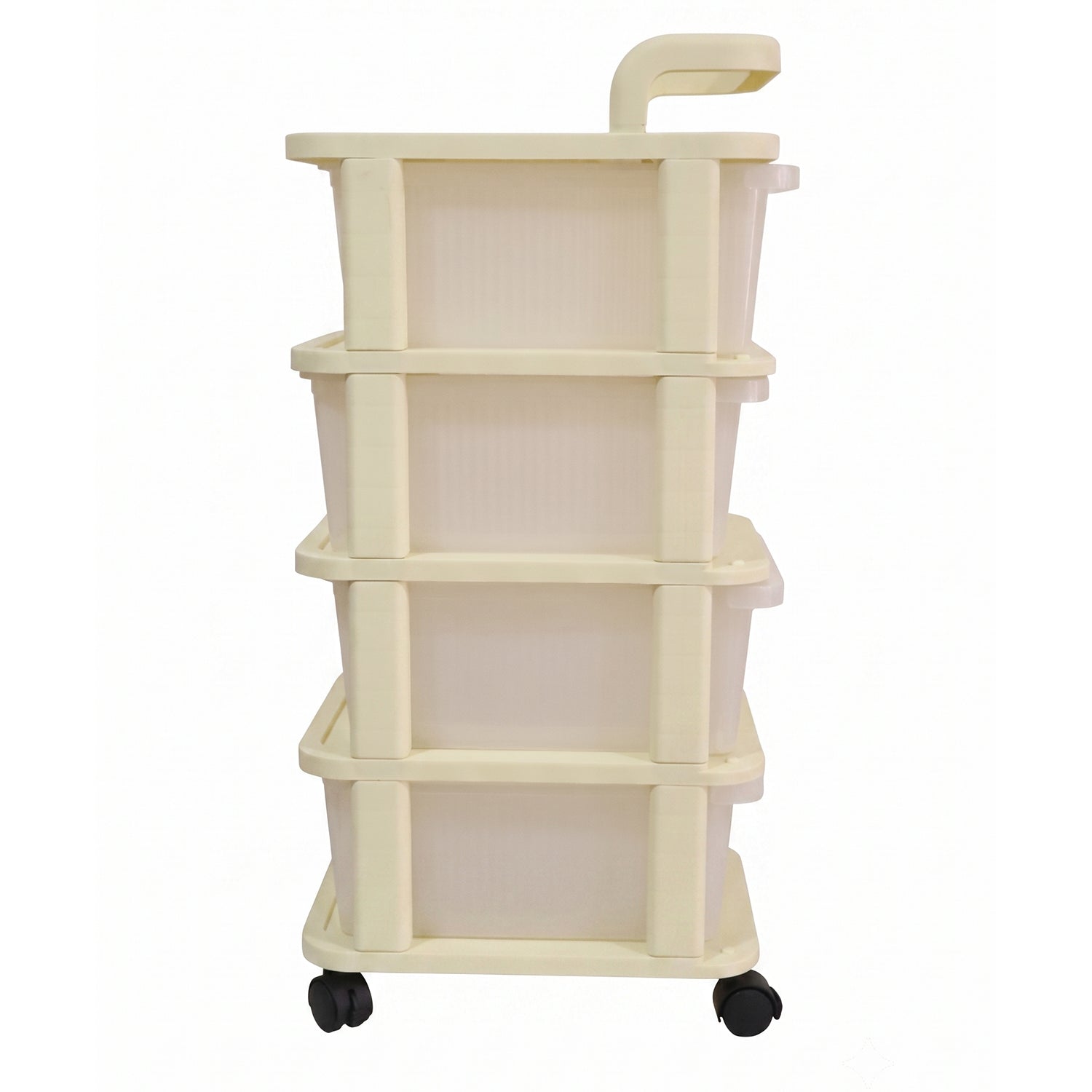 4-Tier Plastic Storage Trolley with Wheels, Rolling Drawer Organizer Cart (1 Pc)