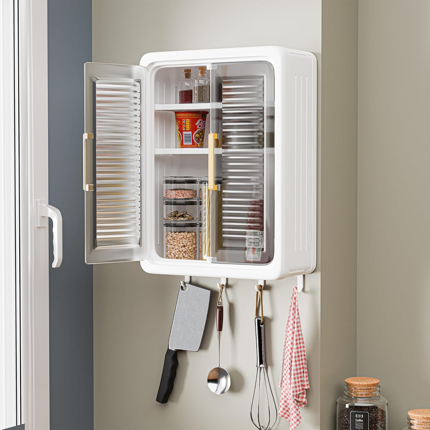Large Wall-Mounted Kitchen Storage Cabinet Set
