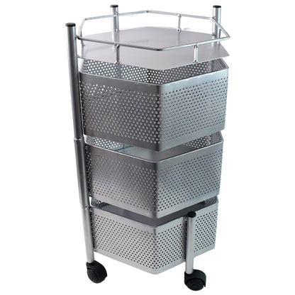 Premium 3-Layer Hexagon Kitchen Storage Trolley with Wheels (1 Pc)