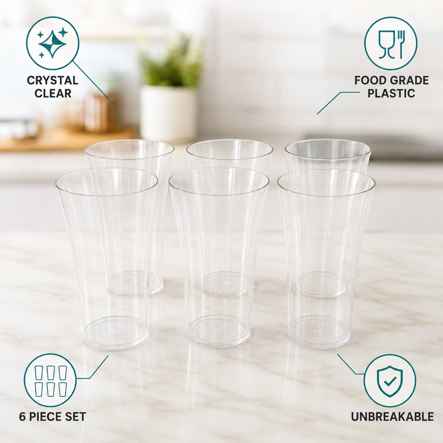 Plastic Juicy Glasses Set – 300ml Unbreakable | Serve Stellar