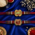 Bhai Designer Rakhi Set with Pearl Beads Gold Finish