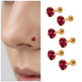 Ruby Nosepin Stud Set – 6 Gold Plated Red Crystal Studs