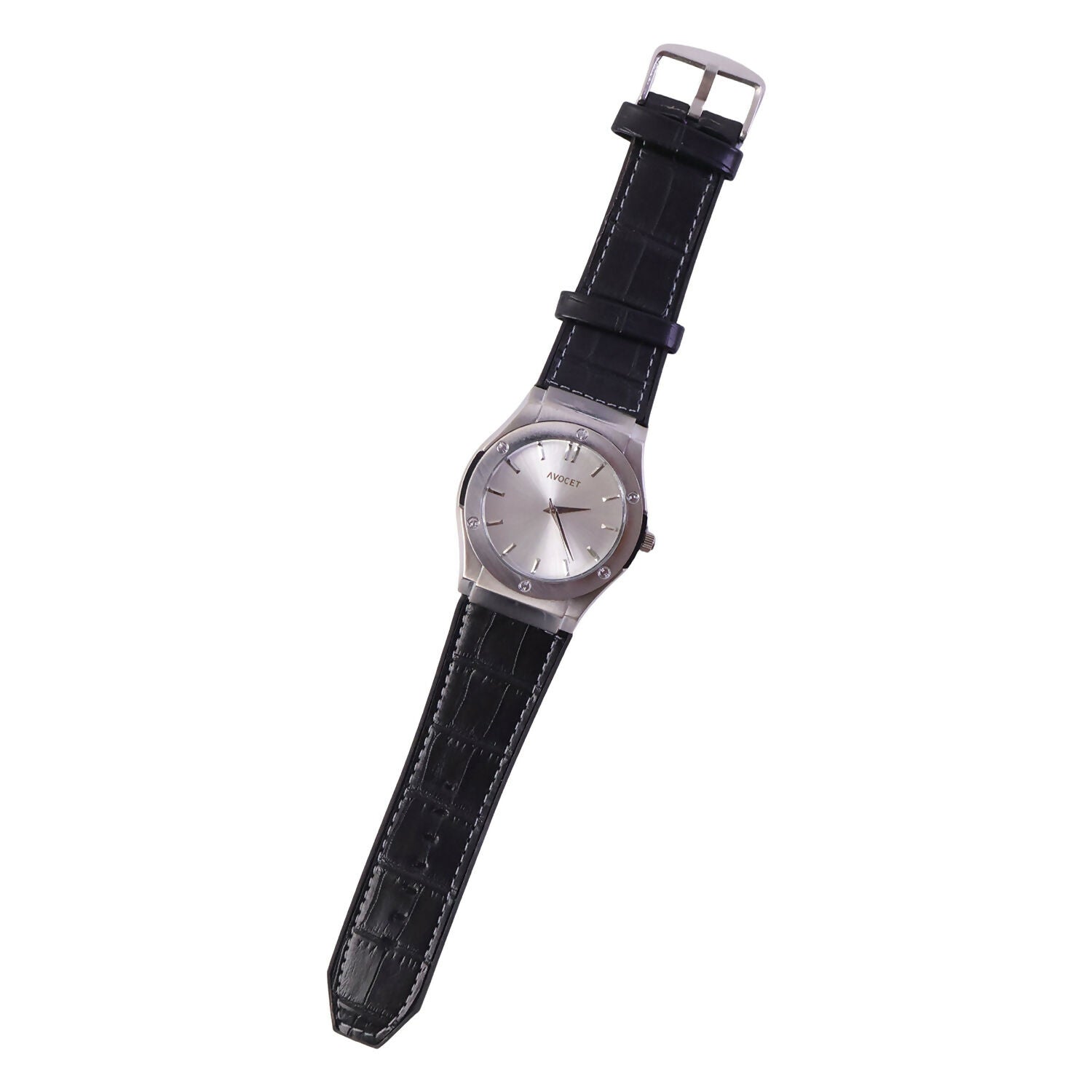 Elegant Silver Dial Analog Wrist Watch with Premium Textured Strap for Men