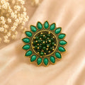 Luxury Green Crystal Flower Ring for Women | Party Wear