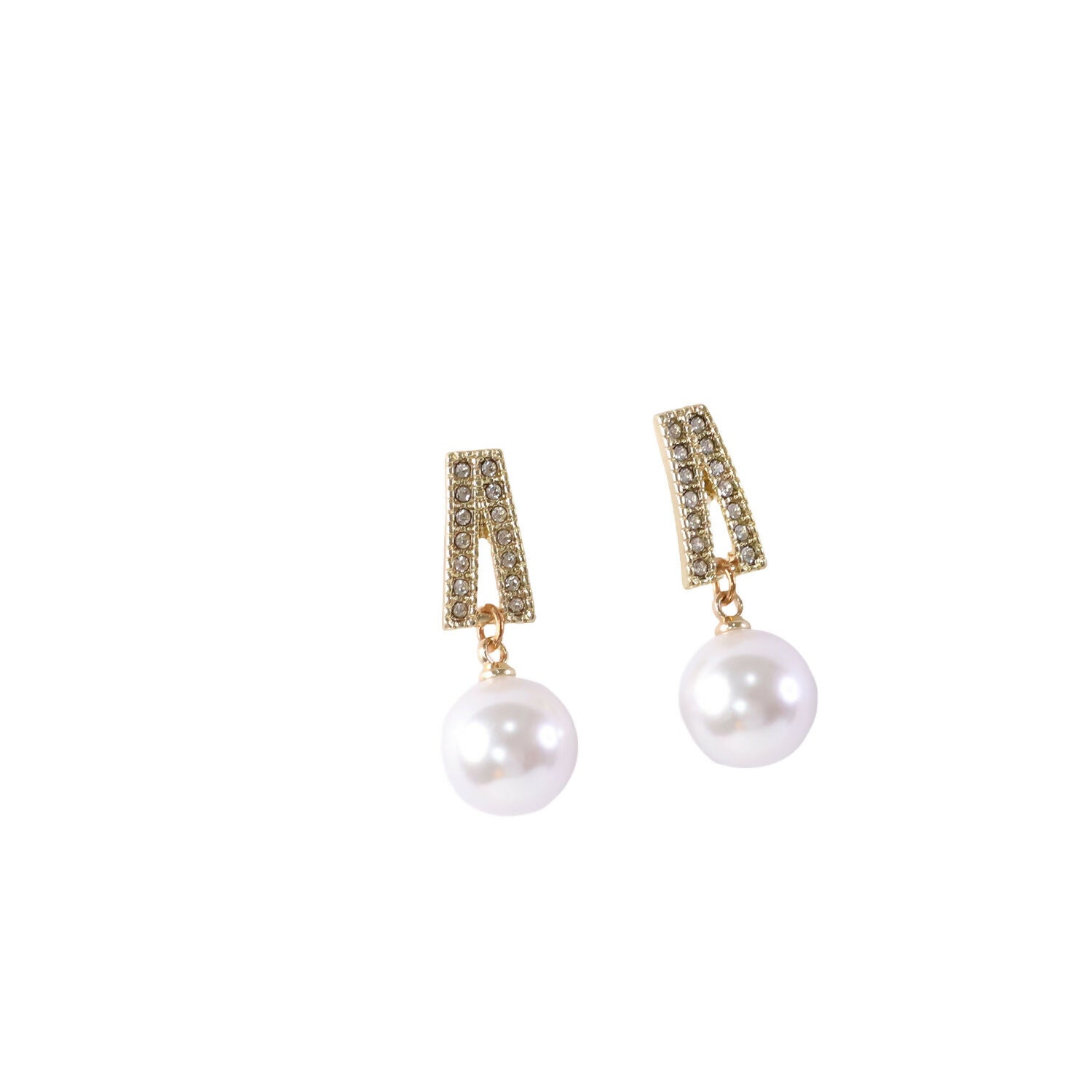 Elegant White Pearl Drop Earrings for Women & Girls – Gold Plated Crystal Designer Dangle Earrings