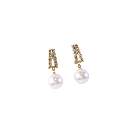 Elegant White Pearl Drop Earrings for Women & Girls – Gold Plated Crystal Designer Dangle Earrings