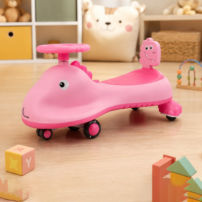 Kids Swing Car Ride On Toy with Music, Pink Shark Design Magic Twist Car (1 Pc)