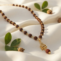 Traditional Rudraksha Mala Necklace with Gold Tone Hanuman Pendant for Men