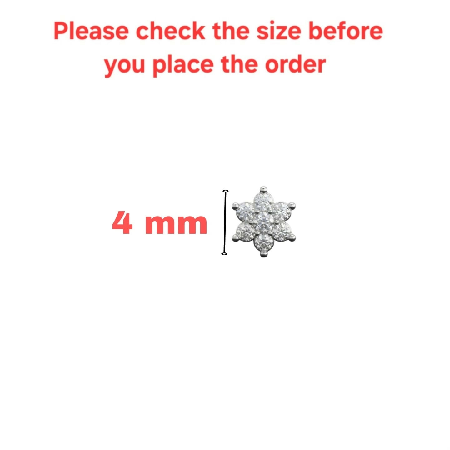 Combo pack of three silver plated crystal flower labret earrings showing secure threaded closure