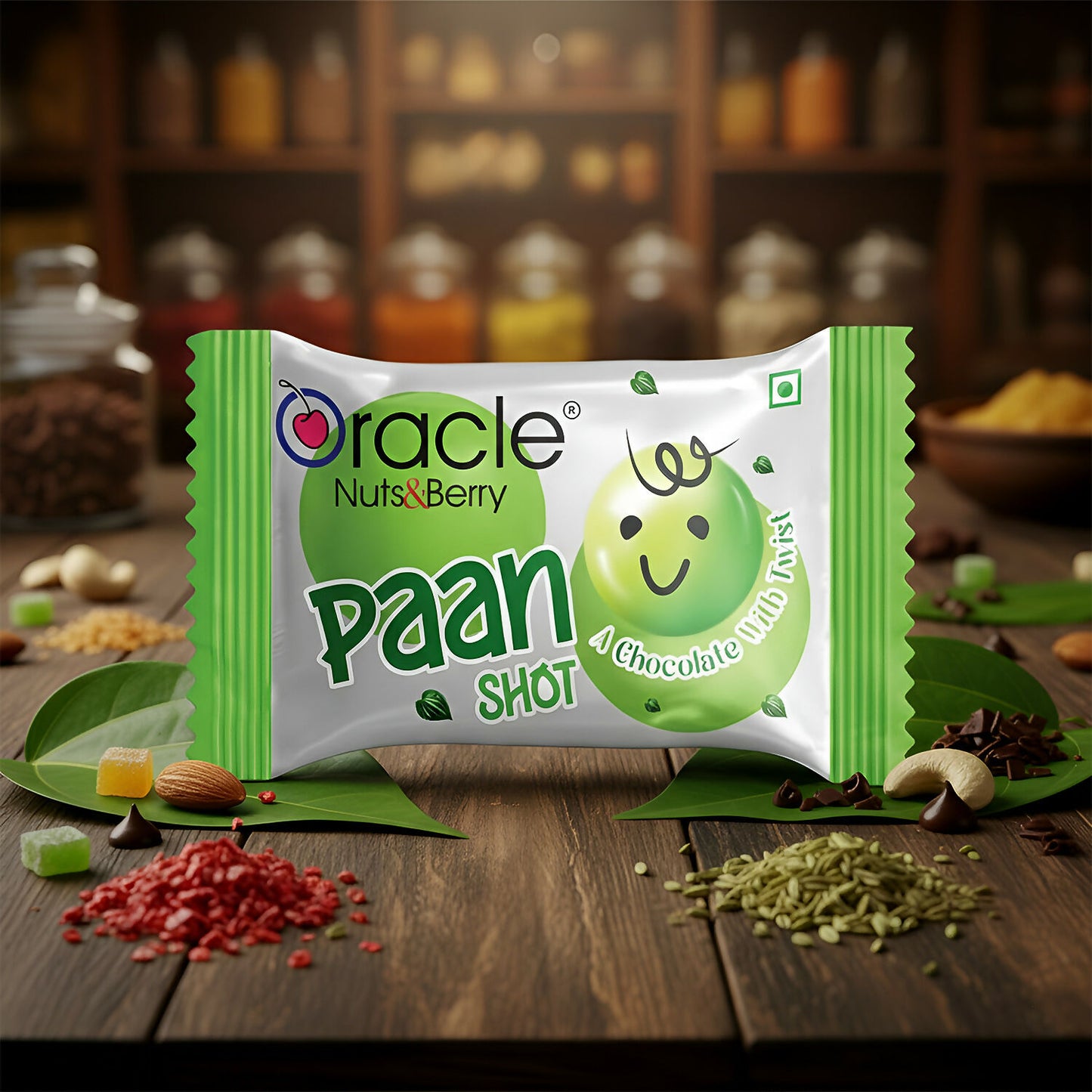 Oracle Paan Shots, Sweet Aromatic Soft Paan-Flavoured Chocolate Candy Pack (60 Pieces/540Gm)