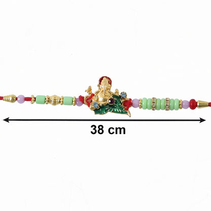 Lord Ganesha on Leaf Designer Rakhi