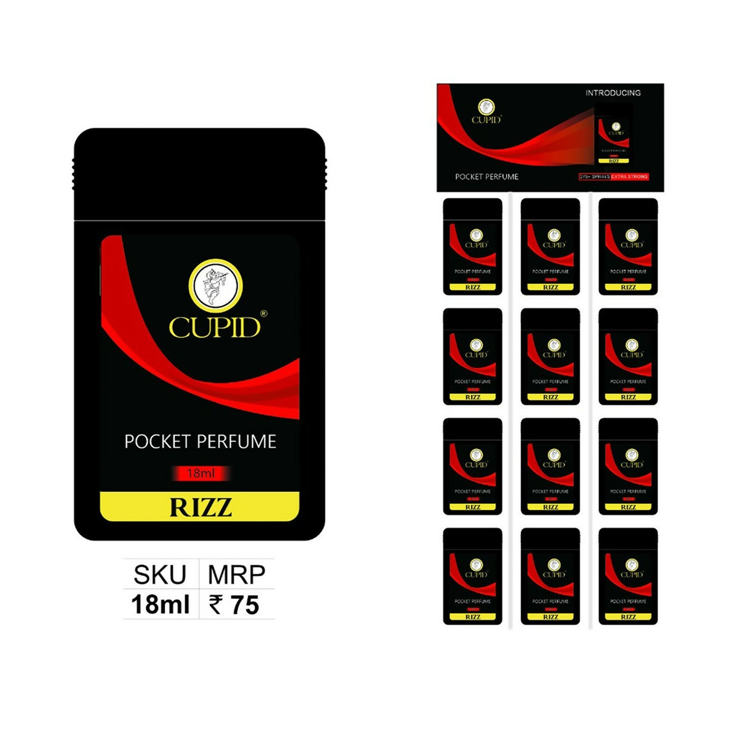 Cupid Rizz Pocket Perfume Long Lasting Fragrance Spray (18Ml X 12 Pc)