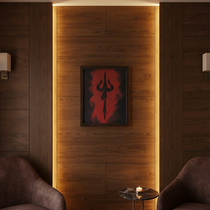 Mahadev Trishul Wall Art Frame – Minimalist Lord Shiva Trident Decor | Modern Spiritual Wall Art for Living Room, Meditation & Pooja Room