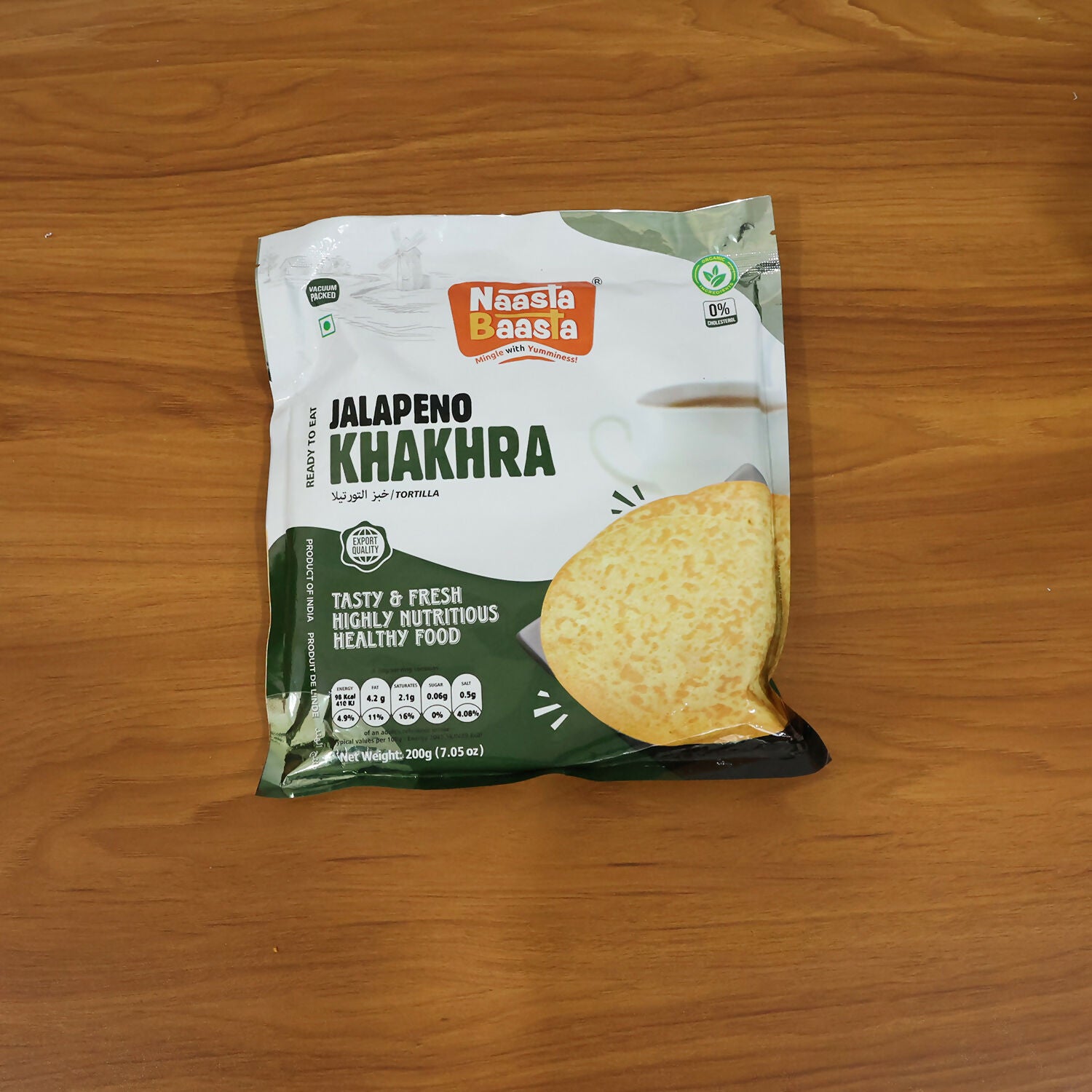 Naasta Baasta Jalapeno Khakhra Ready-to-Eat Crispy Whole Wheat Snack (200 Gm)